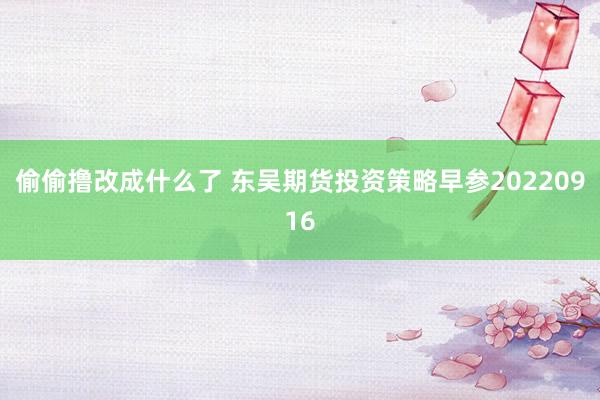 偷偷撸改成什么了 东吴期货投资策略早参20220916