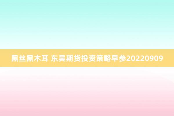 黑丝黑木耳 东吴期货投资策略早参20220909