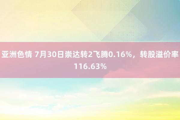 亚洲色情 7月30日崇达转2飞腾0.16%，转股溢价率116.63%