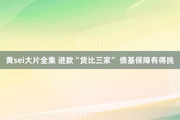 黄sei大片全集 进款“货比三家” 债基保障有得挑