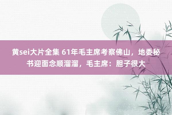 黄sei大片全集 61年毛主席考察佛山，地委秘书迎面念顺溜溜，毛主席：胆子很大